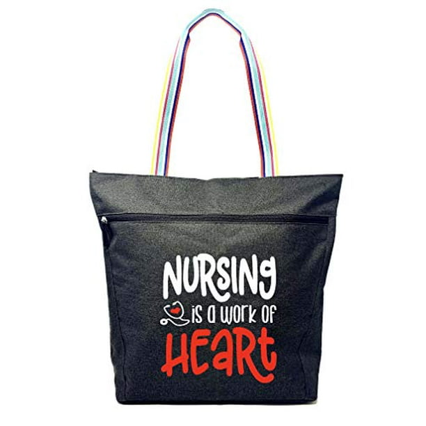 My Heart Belongs To A Nurse Canvas Shoulder Bag Casual Handbag For Womens Black 